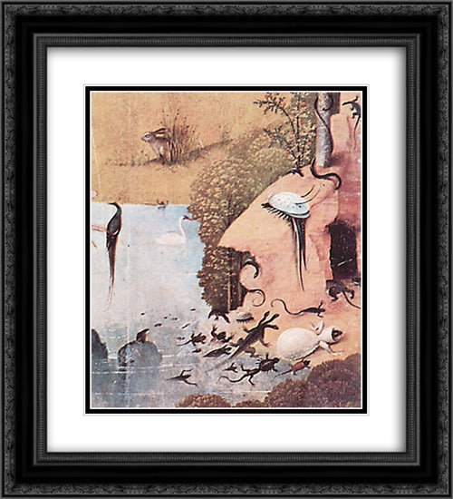 The Garden of Earthly Delights (detail) 20x22 Black Ornate Wood Framed Art Print Poster with Double Matting by Bosch, Hieronymus