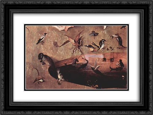 The Garden of Earthly Delights (detail) 24x18 Black Ornate Wood Framed Art Print Poster with Double Matting by Bosch, Hieronymus