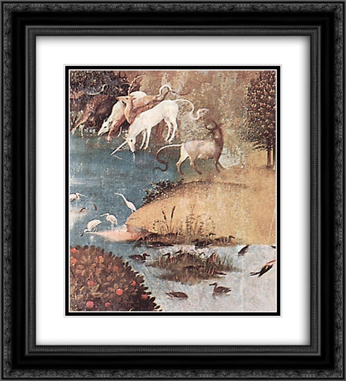 The Garden of Earthly Delights (detail) 20x22 Black Ornate Wood Framed Art Print Poster with Double Matting by Bosch, Hieronymus