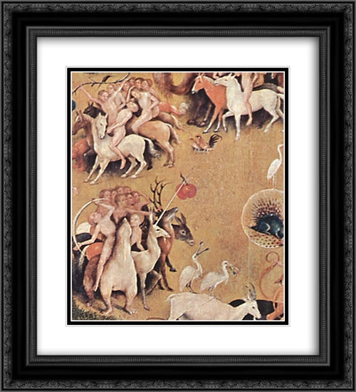 The Garden of Earthly Delights (detail) 20x22 Black Ornate Wood Framed Art Print Poster with Double Matting by Bosch, Hieronymus