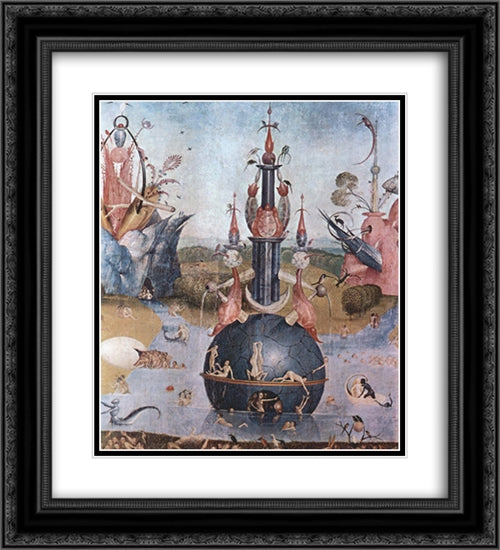 The Garden of Earthly Delights (detail) 20x22 Black Ornate Wood Framed Art Print Poster with Double Matting by Bosch, Hieronymus