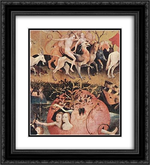 The Garden of Earthly Delights (detail) 20x22 Black Ornate Wood Framed Art Print Poster with Double Matting by Bosch, Hieronymus