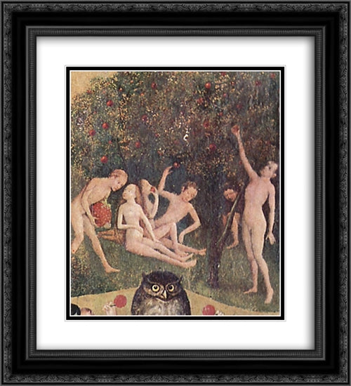 The Garden of Earthly Delights (detail) 20x22 Black Ornate Wood Framed Art Print Poster with Double Matting by Bosch, Hieronymus