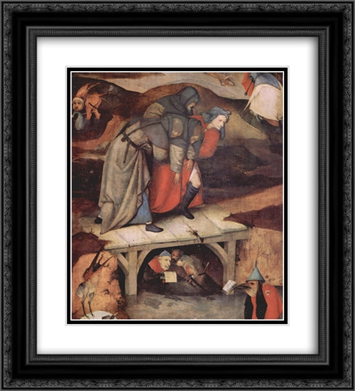 The Temptation of St. Anthony (detail) 20x22 Black Ornate Wood Framed Art Print Poster with Double Matting by Bosch, Hieronymus