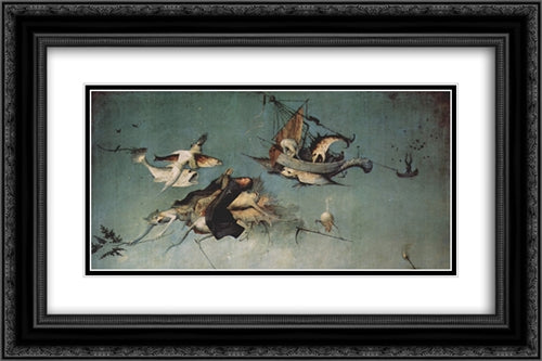 The Temptation of St. Anthony (detail) 24x16 Black Ornate Wood Framed Art Print Poster with Double Matting by Bosch, Hieronymus