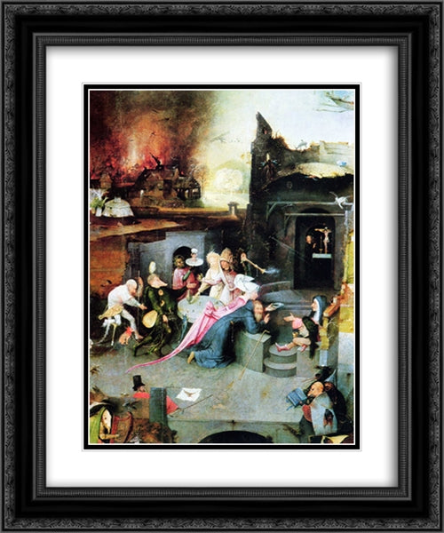 Temptation of St. Anthony (detail) 20x24 Black Ornate Wood Framed Art Print Poster with Double Matting by Bosch, Hieronymus