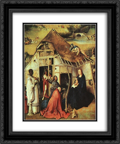 The Adoration of the Magi (detail) 20x24 Black Ornate Wood Framed Art Print Poster with Double Matting by Bosch, Hieronymus