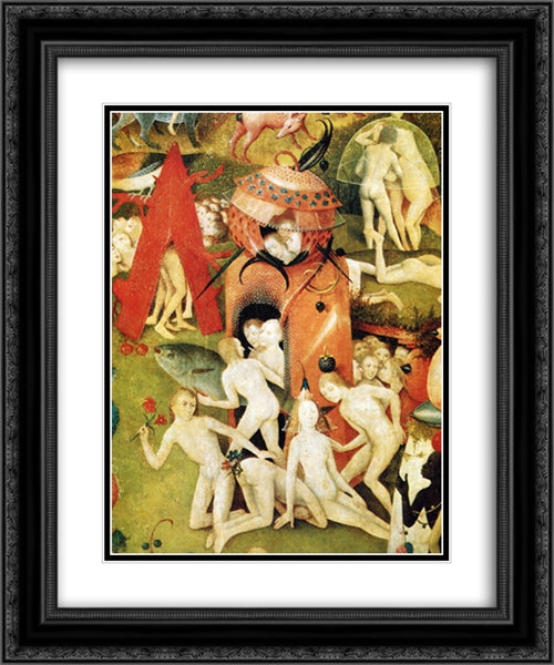 The Garden of Earthly Delights (detail) 20x24 Black Ornate Wood Framed Art Print Poster with Double Matting by Bosch, Hieronymus