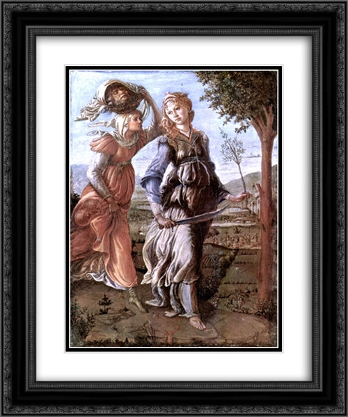 The return of Judith to Bethulia 20x24 Black Ornate Wood Framed Art Print Poster with Double Matting by Botticelli, Sandro