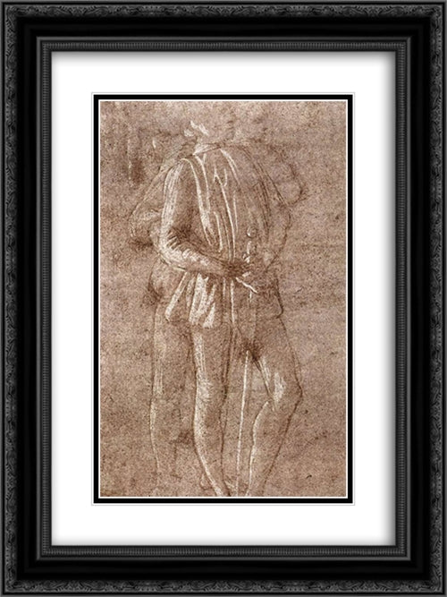 Study of two standing figures 18x24 Black Ornate Wood Framed Art Print Poster with Double Matting by Botticelli, Sandro