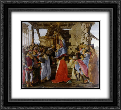 The Adoration of the Magi 22x20 Black Ornate Wood Framed Art Print Poster with Double Matting by Botticelli, Sandro