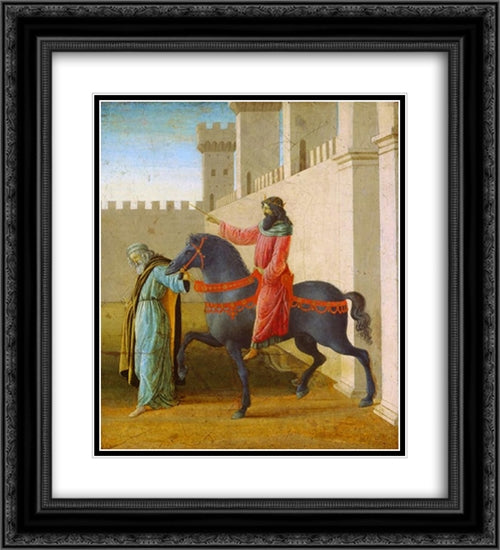 The Triumph of Mordecai, from The Story of Esther 20x22 Black Ornate Wood Framed Art Print Poster with Double Matting by Botticelli, Sandro