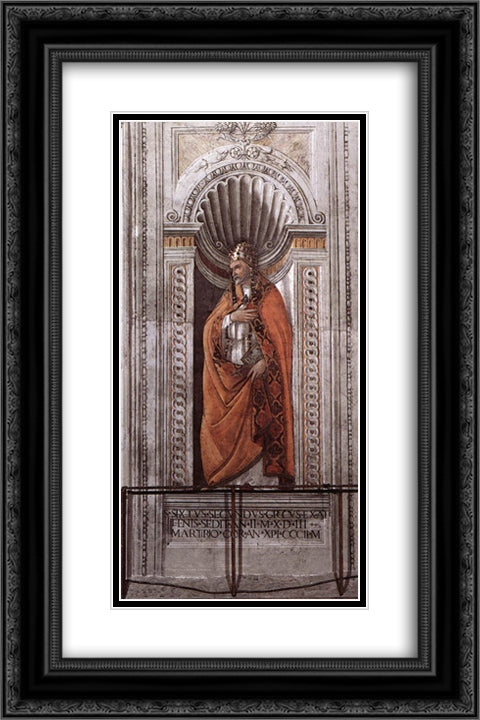Sixtus II 16x24 Black Ornate Wood Framed Art Print Poster with Double Matting by Botticelli, Sandro