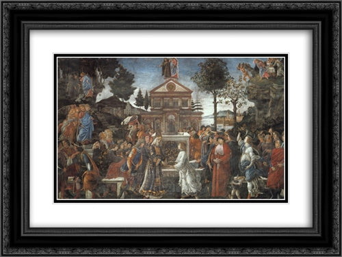 The Temptation of Christ 24x18 Black Ornate Wood Framed Art Print Poster with Double Matting by Botticelli, Sandro