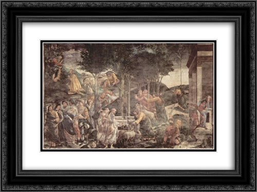 The Youth Moses 24x18 Black Ornate Wood Framed Art Print Poster with Double Matting by Botticelli, Sandro
