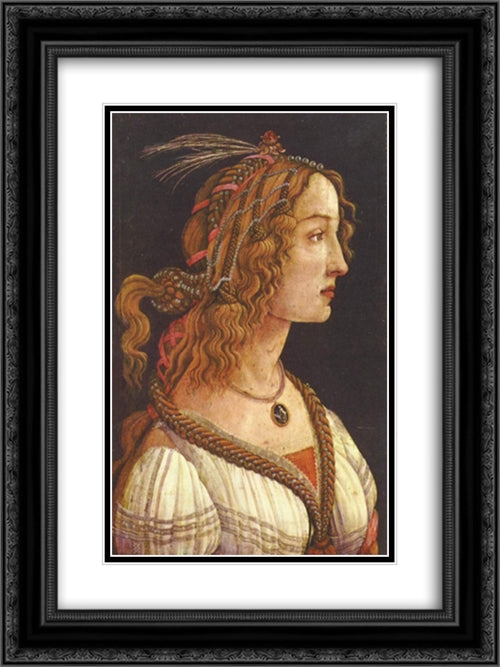 Portrait of a young woman 18x24 Black Ornate Wood Framed Art Print Poster with Double Matting by Botticelli, Sandro