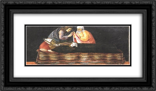 The Extraction of the Heart of St. Ignatius from the Altarpiece of St. Barnabas 24x14 Black Ornate Wood Framed Art Print Poster with Double Matting by Botticelli, Sandro