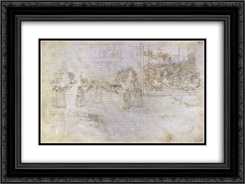 Purgatory 24x18 Black Ornate Wood Framed Art Print Poster with Double Matting by Botticelli, Sandro