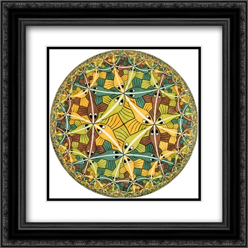 Circle Limit III (Fish) 20x20 Black Ornate Wood Framed Art Print Poster with Double Matting by Escher, M.C.