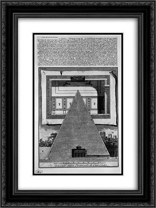 The Roman antiquities, t. 3, Plate XLV. Cross-section of the Pyramid of Caius Cestius 18x24 Black Ornate Wood Framed Art Print Poster with Double Matting by Piranesi, Giovanni Battista