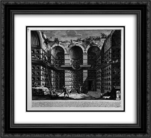 The Roman antiquities, t. 3, Plate XXVI. View in perspective of a previous goal of the burial chamber 22x20 Black Ornate Wood Framed Art Print Poster with Double Matting by Piranesi, Giovanni Battista