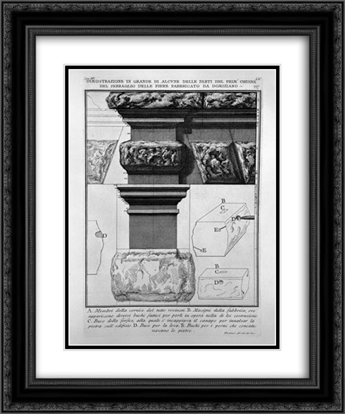 The Roman antiquities, t. 4, Plate LV. Vista of some of the great parts of the first order of the seraglio of the fairs `manufactured by Domitian 20x24 Black Ornate Wood Framed Art Print Poster with Double Matting by Piranesi, Giovanni Battista