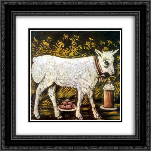 Easter lamb 20x20 Black Ornate Wood Framed Art Print Poster with Double Matting by Pirosmani, Niko