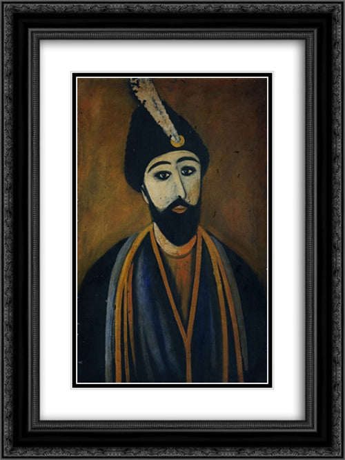 Shota Rustaveli 18x24 Black Ornate Wood Framed Art Print Poster with Double Matting by Pirosmani, Niko