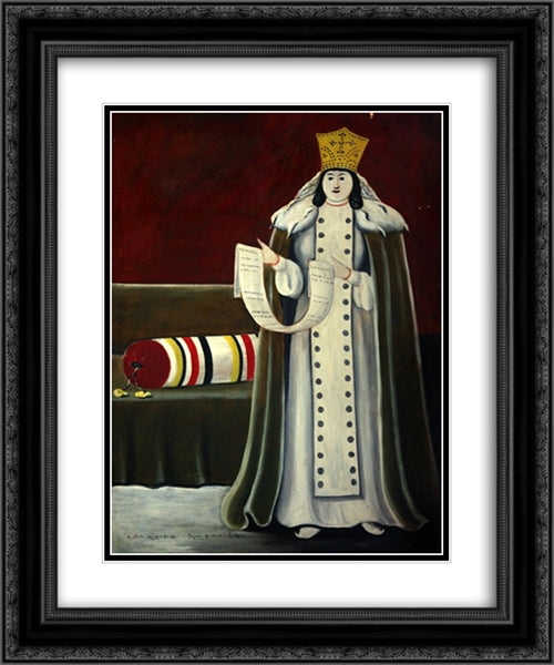 Queen Tamar 20x24 Black Ornate Wood Framed Art Print Poster with Double Matting by Pirosmani, Niko