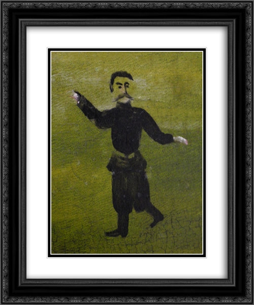 Donkey Bridge (fragment) 20x24 Black Ornate Wood Framed Art Print Poster with Double Matting by Pirosmani, Niko