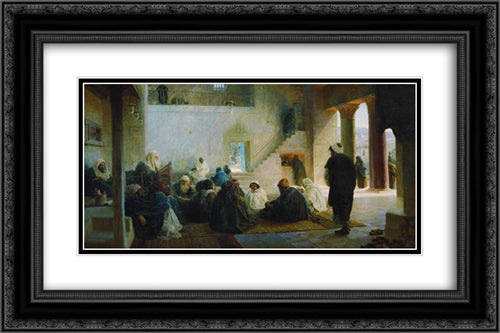 Among the teachers 24x16 Black Ornate Wood Framed Art Print Poster with Double Matting by Polenov, Vasily
