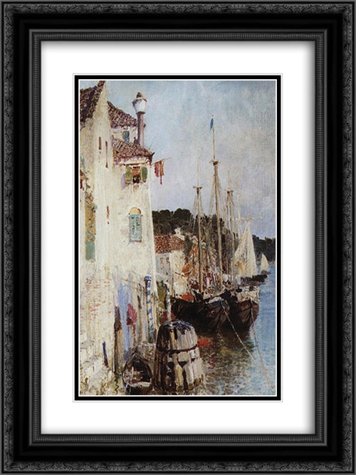 Venice 18x24 Black Ornate Wood Framed Art Print Poster with Double Matting by Polenov, Vasily