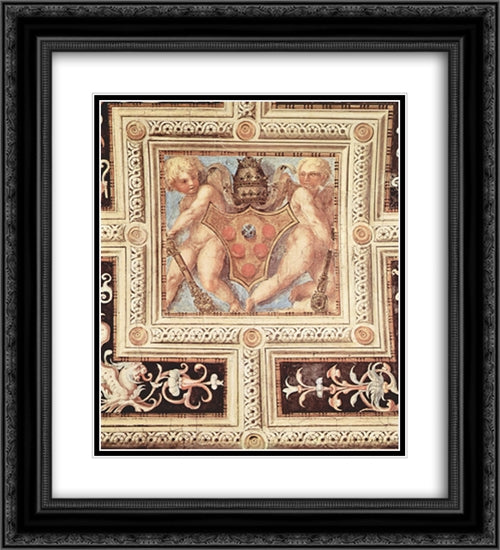 Scene with cherubs on papal coat of arms 20x22 Black Ornate Wood Framed Art Print Poster with Double Matting by Pontormo, Jacopo
