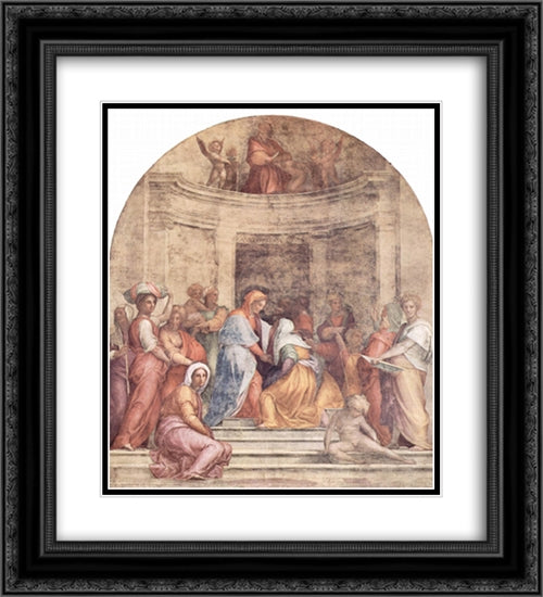 Visitation 20x22 Black Ornate Wood Framed Art Print Poster with Double Matting by Pontormo, Jacopo