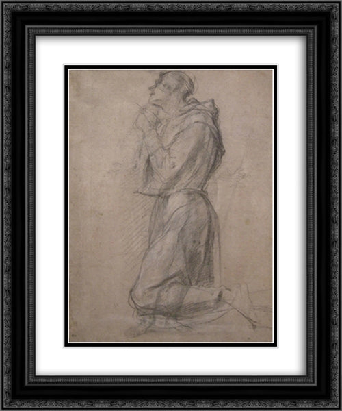 Saint Francis 20x24 Black Ornate Wood Framed Art Print Poster with Double Matting by Pontormo, Jacopo