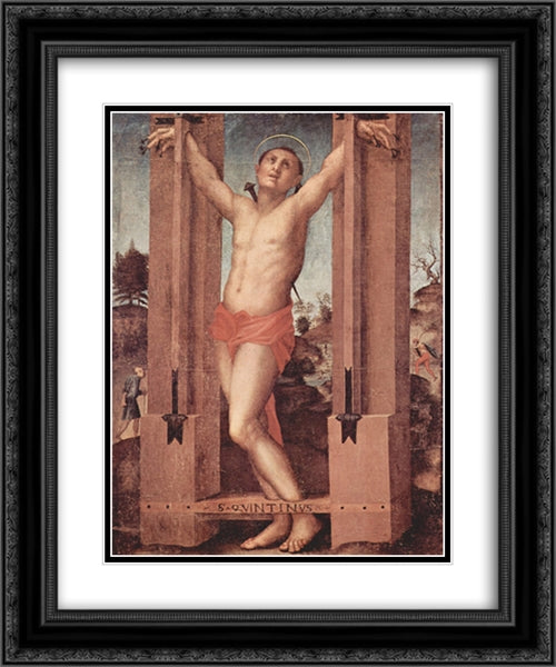 St. Quintinus 20x24 Black Ornate Wood Framed Art Print Poster with Double Matting by Pontormo, Jacopo