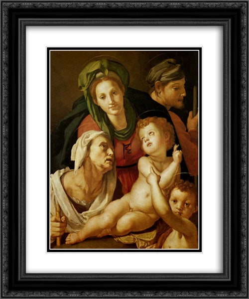 The Holy Family 20x24 Black Ornate Wood Framed Art Print Poster with Double Matting by Pontormo, Jacopo