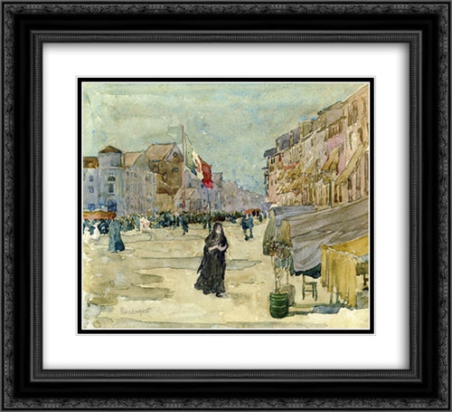 Venetian Scene 22x20 Black Ornate Wood Framed Art Print Poster with Double Matting by Prendergast, Maurice