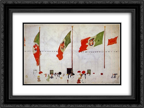 Venice (unfinished) 24x18 Black Ornate Wood Framed Art Print Poster with Double Matting by Prendergast, Maurice