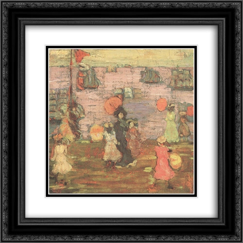 Telegraph Hill 20x20 Black Ornate Wood Framed Art Print Poster with Double Matting by Prendergast, Maurice