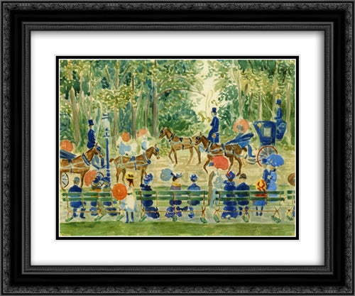 Central Park 24x20 Black Ornate Wood Framed Art Print Poster with Double Matting by Prendergast, Maurice