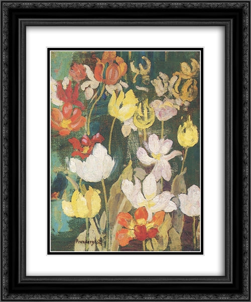 Spring Flowers 20x24 Black Ornate Wood Framed Art Print Poster with Double Matting by Prendergast, Maurice