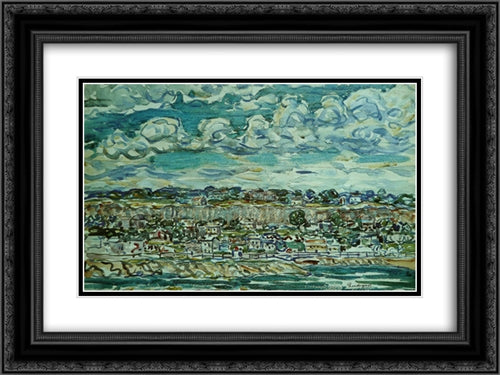 St. Malo 24x18 Black Ornate Wood Framed Art Print Poster with Double Matting by Prendergast, Maurice