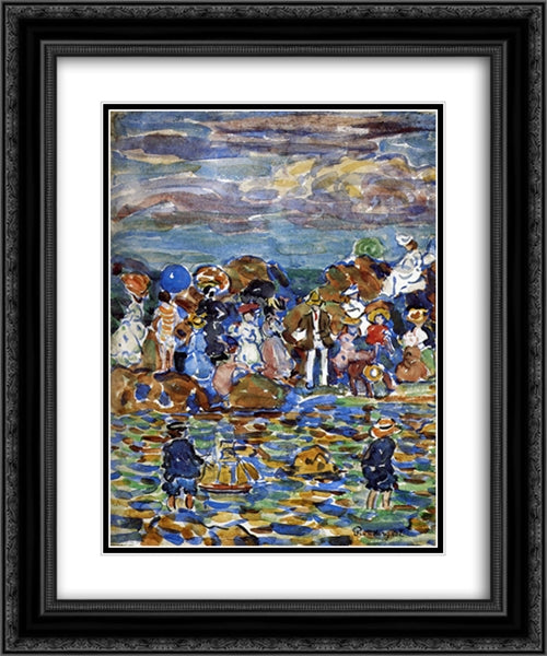 St. Malo 20x24 Black Ornate Wood Framed Art Print Poster with Double Matting by Prendergast, Maurice