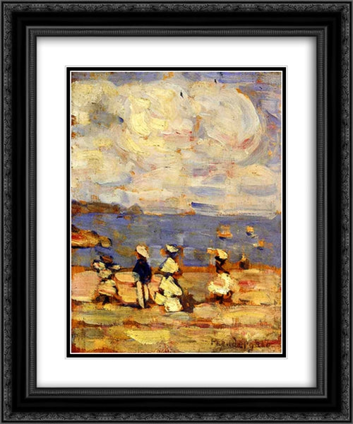 St. Malo 20x24 Black Ornate Wood Framed Art Print Poster with Double Matting by Prendergast, Maurice