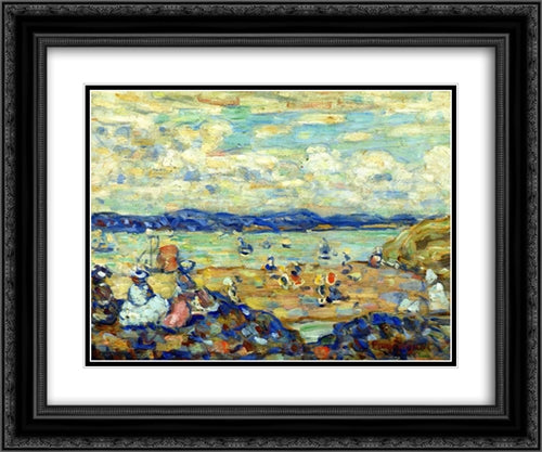 St. Malo 24x20 Black Ornate Wood Framed Art Print Poster with Double Matting by Prendergast, Maurice
