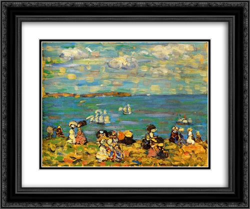 St. Malo (also known as Sketch, St. Malo) 24x20 Black Ornate Wood Framed Art Print Poster with Double Matting by Prendergast, Maurice