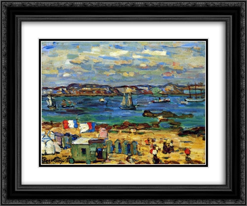 Study, St. Malo, No. 12 24x20 Black Ornate Wood Framed Art Print Poster with Double Matting by Prendergast, Maurice