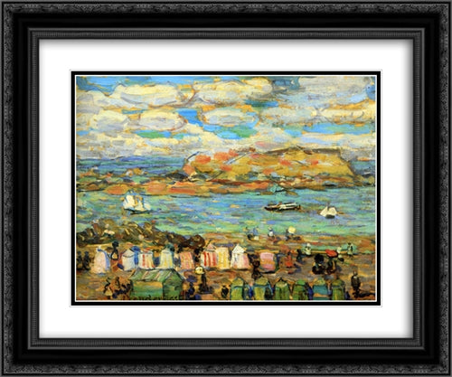 Study, St. Malo. No 11 24x20 Black Ornate Wood Framed Art Print Poster with Double Matting by Prendergast, Maurice