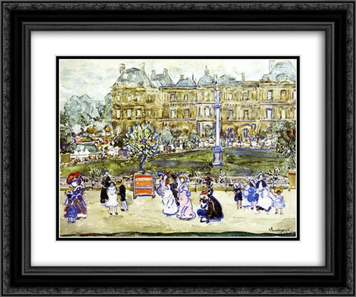 The Louvre 24x20 Black Ornate Wood Framed Art Print Poster with Double Matting by Prendergast, Maurice